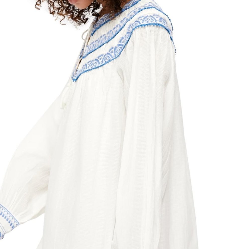 NWT Free People Erin Embroidered Dress Ivory Combo Small S - Picture 3 of 8